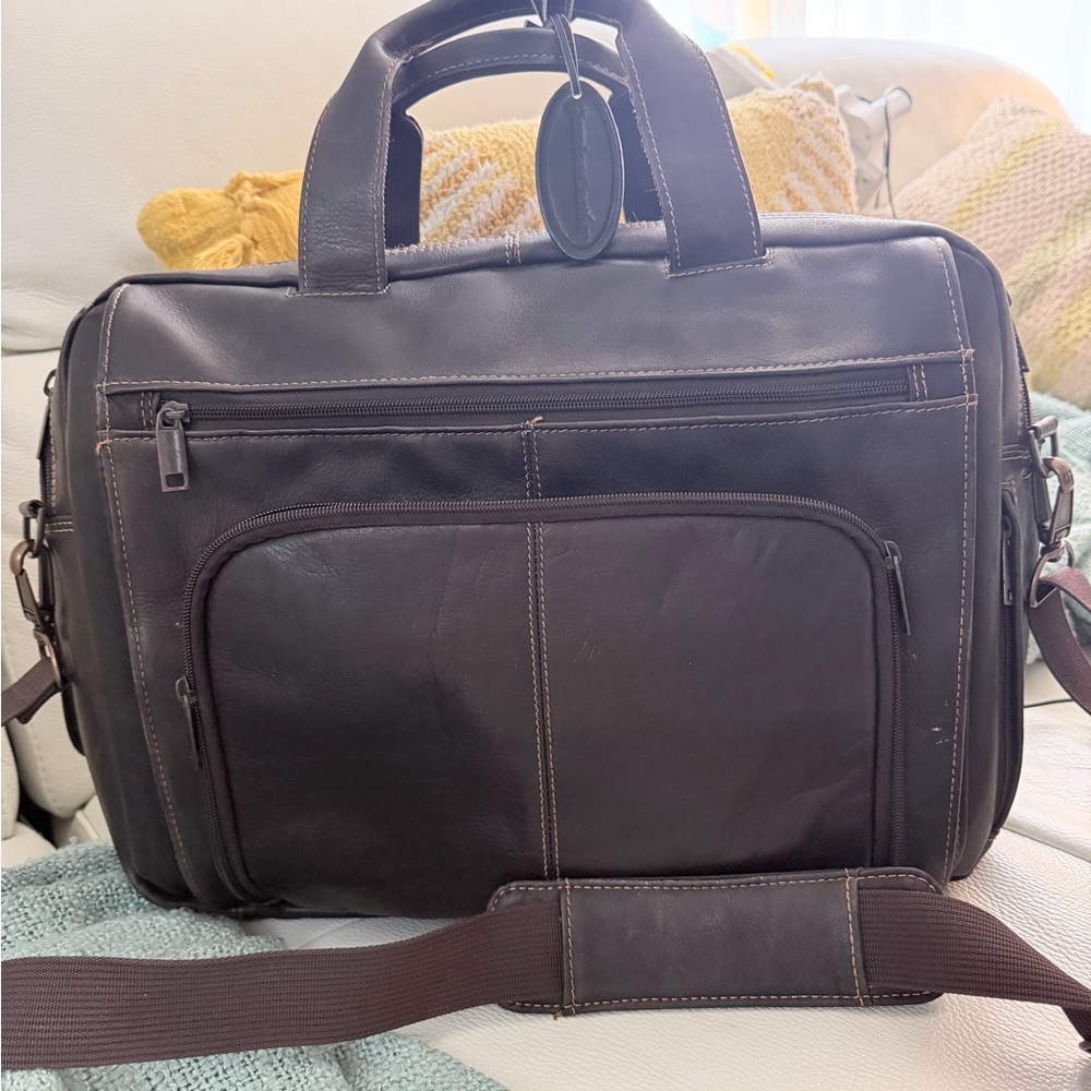 Elegant Brown Leather Computer Bag